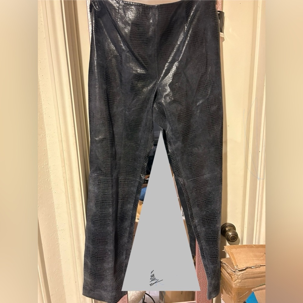 Valerie Steven’s  Leather Pants SZ 12 Navy (looks almost Gray/ Black)